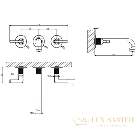 встраиваемый смеситель gessi inciso 58090.031 для раковины, хром