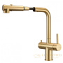 смеситель для кухни под фильтр с выдвижным изливом milacio mcu.561.gd, золото брашированное