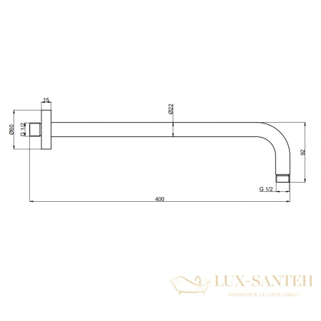 держатель верхнего душа aquame aqm8702gm, настенный, оружейная сталь брашированная
