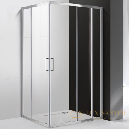 душевой уголок cezares molveno molveno-ah-21-100+30-c-cr-iv 130х100 профиль хром, стекло прозрачное