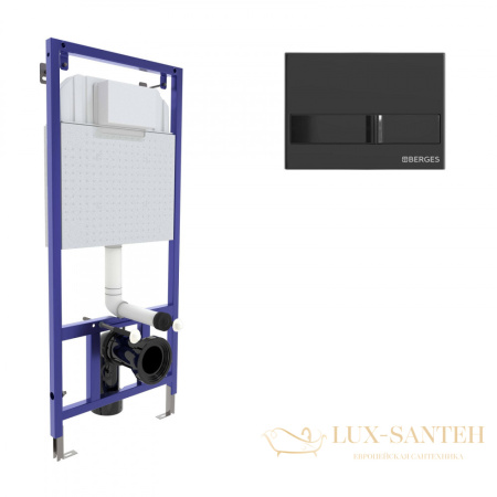 инсталляция berges novum 040216 для подвесного унитаза с панелью смыва, черный глянцевый