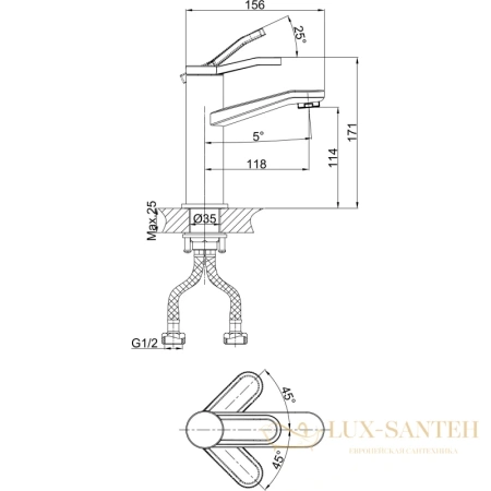 смеситель для раковины d&k venice.rialto da1062141, хром