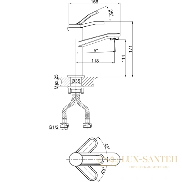 смеситель для раковины d&k venice.rialto da1062141, хром