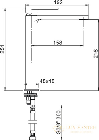 высокий однорычажный смеситель aqg alpha 01alp120ng для раковины без донного клапана, черный матовый