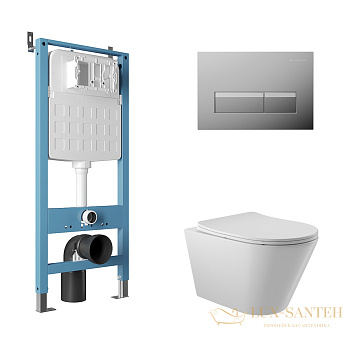 комплект aqueduto aqds197, инсталляция tecnica novo, панель смыва retangulo novo, хром, унитаз cone, сиденье микролифт, белый