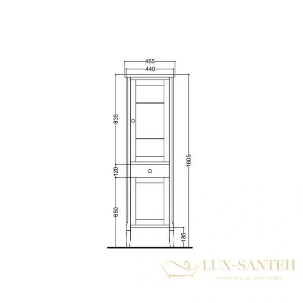 шкаф-колонна напольная kerasan retro 731530-dx правая, белый матовый