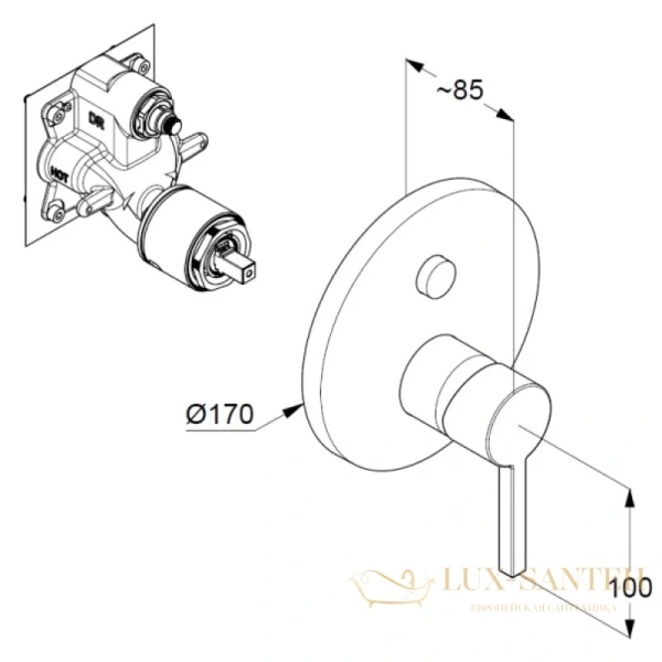 смеситель kludi nova fonte puristic 206595315 для ванны - внешняя часть, белый матовый