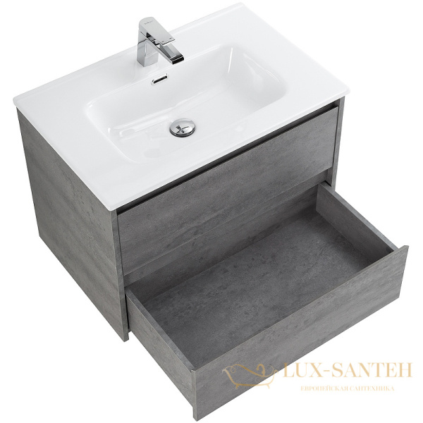 тумба под раковину belbagno kraft kraft-600-2c-so-cg 60 см подвесная, cemento grigio