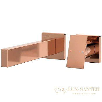 смеситель для раковины teska alax e5309 без донного клапана, розовое золото