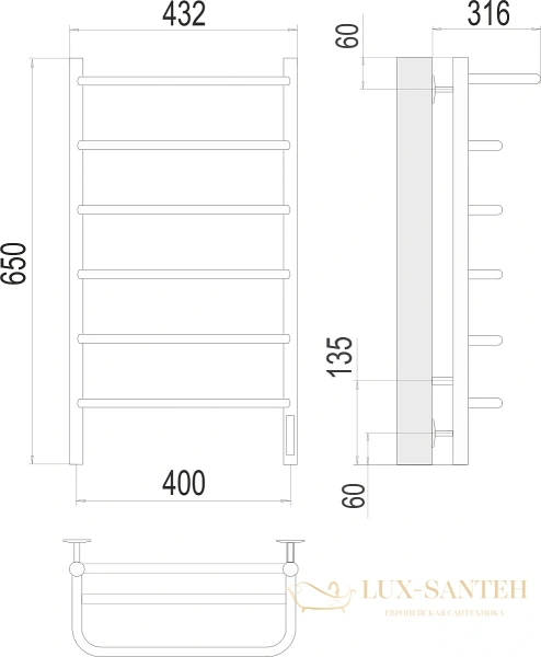 полотенцесушитель электрический terminus полка 4670078531421 п6 400x650