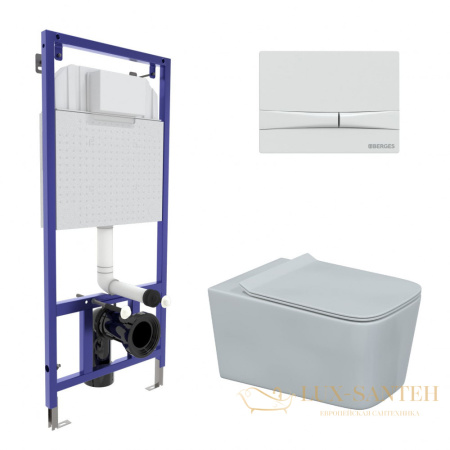 комплект berges  043283: подвесной унитаз floe с системой инсталляции novum 525 и панелью смыва, белый