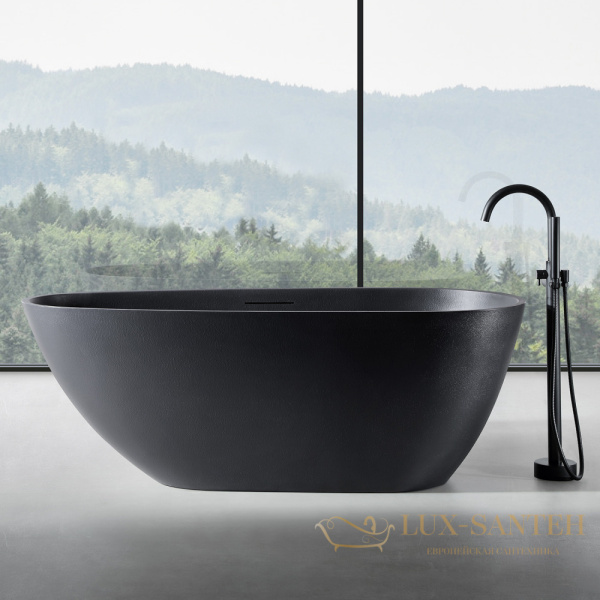 ванна свободностоящая из искусственного камня abber dortmund am9911b, 170х75х60h см, черный матовый