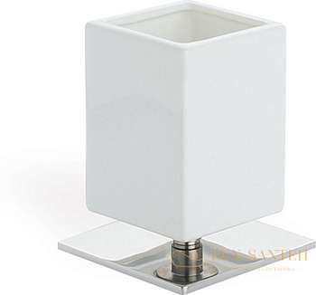 стакан керамический stil haus urania 617(08-bi) настольный на ножке, хром-белая керамика