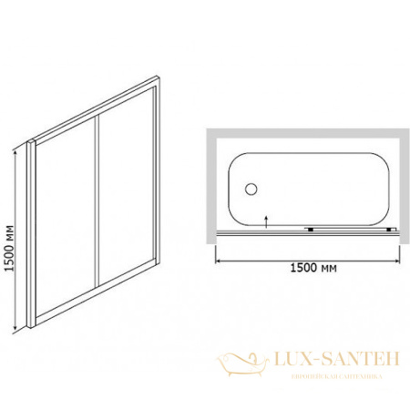 шторка rgw screens 351104315-11 на ванну sc-043 150x150, профиль хром, стекло прозрачное