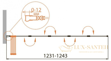 шторка на ванну cezares relax relax-v-5-120/140-p-bi-l 120 см l профиль серый, стекло рифленое