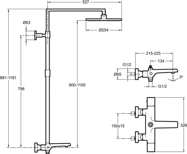 термостатическая душевая система jacob delafon avid e97389ru-9-cp
