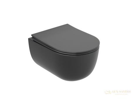 унитаз подвесной ceramica nova modena cn6063mdh безободковый, с сиденьем микролифт, антарцит темный матовый