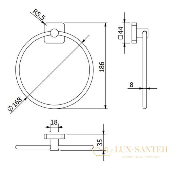 полотенцедержатель-кольцо 168 мм, kludi vela s, 2597805, хром глянцевый