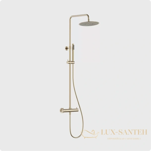 душевая система для душа aquame aqm8006bg, с термостатом, золотой брашированное