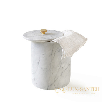 мусорное ведро с крышкой 3sc apuana 2.0, ap65ago, мрамор/золото матовое