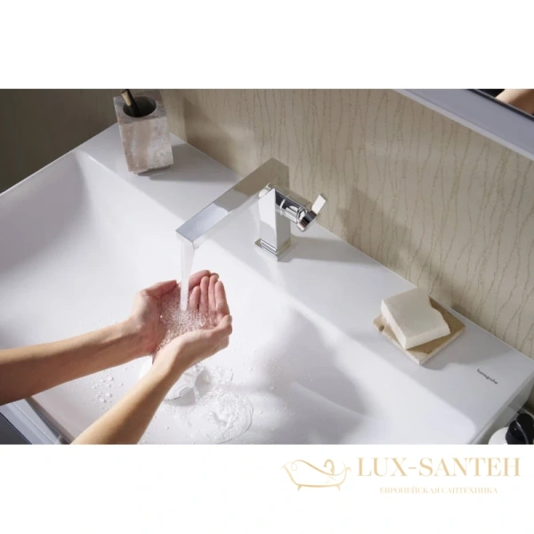 смеситель для раковины hansgrohe tecturis e coolstart ecosmart 73020000, с донным клапаном, хром