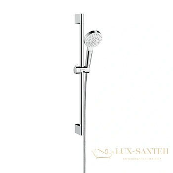 душевой гарнитур hansgrohe crometta 1jet 650 26533400 со штангой 65 см, белый/хром