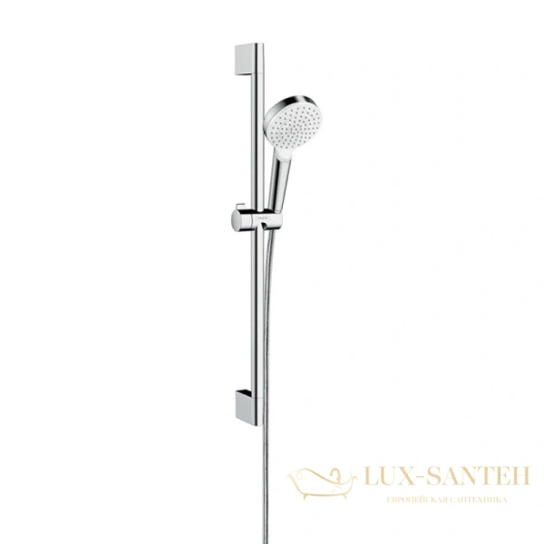 душевой гарнитур hansgrohe crometta 1jet 650 26533400 со штангой 65 см, белый/хром