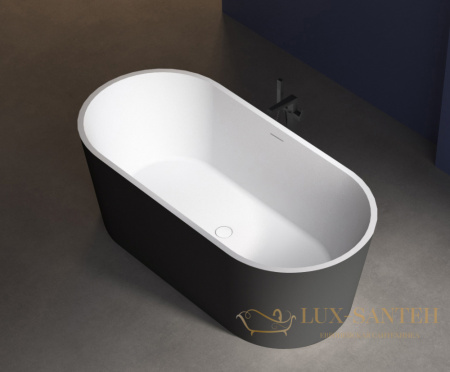 ванна акриловая свободностоящая abber ab9209mb, черный матовый/белый