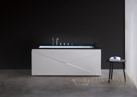 ванна акриловая гидромассажная gemy g9258, белый, черный