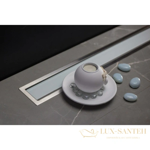 душевой канал bettoserb confluo premium white glass line 13000283 650 мм, матовый хром, матовый хром/белый глянец