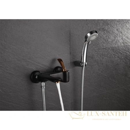 смеситель d&k venice.baciano da1033259 для ванны, золотой/черный матовый