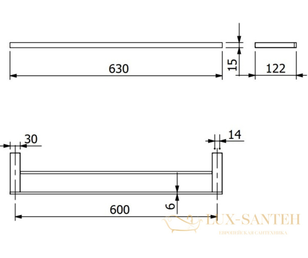 полотенцедержатель двойной 600 мм, kludi vela c, 3198805, хром глянцевый