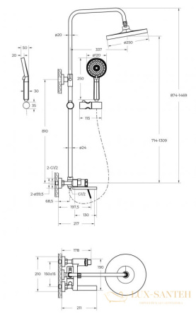 душевая система для ванны belbagno albano-vscm-crm, хром глянцевый глянцевый