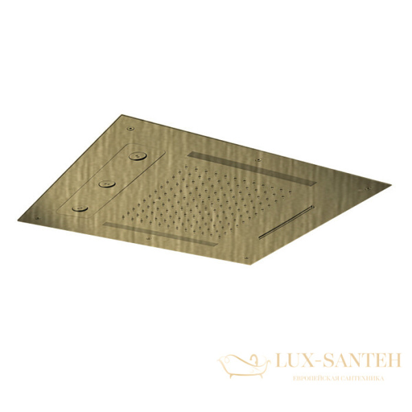 верхний душ встраиваемый 630х480 мм, almar chromotherapy e044190.hb, 3 режима, с хромотерапией, латунь брашированная pvd