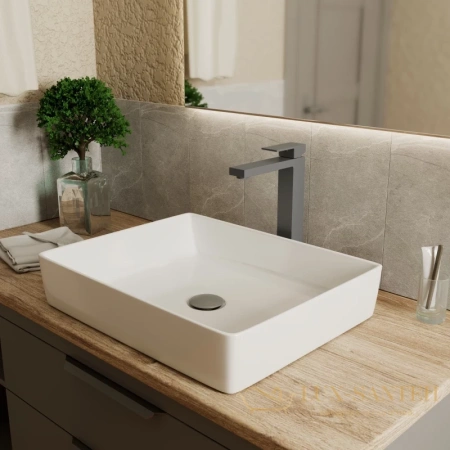 смеситель для раковины d&k bayern.liszt da1512006 высокий, серый графит