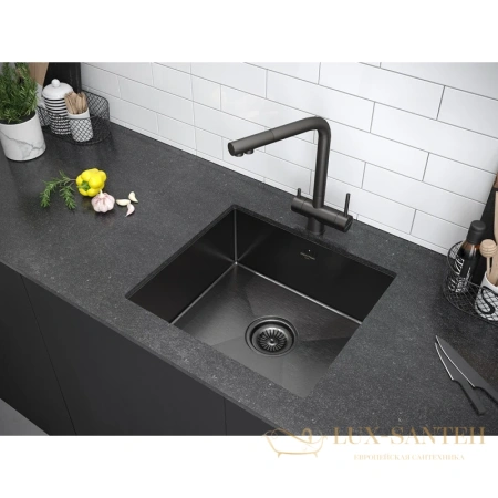 смеситель paulmark skalen sk213020-gm для кухни с подключением к фильтру, вороненая сталь