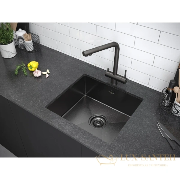 смеситель paulmark skalen sk213020-gm для кухни с подключением к фильтру, вороненая сталь