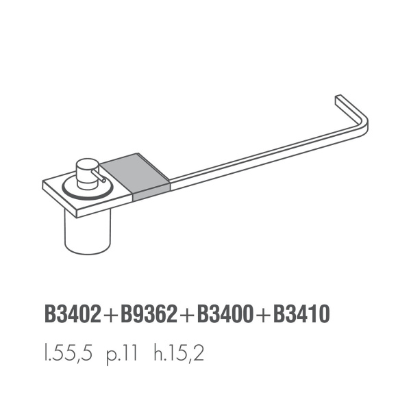 полотенцедержатель colombo design domino b9362+b3410 55,5 см с дозатором, хром
