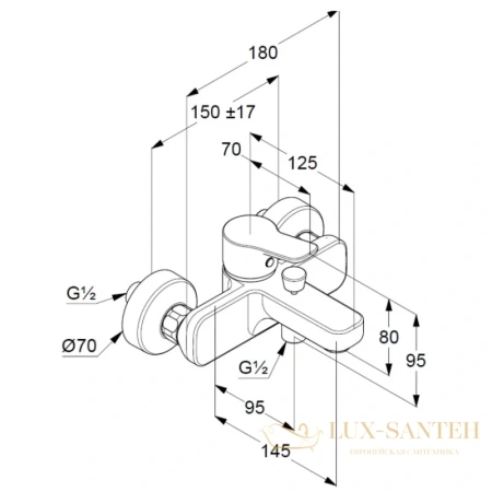 смеситель kludi pure&easy 376810565 для ванны, хром