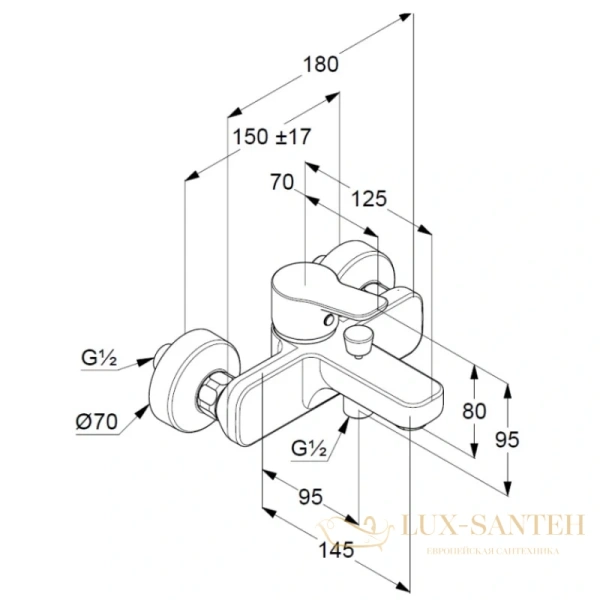 смеситель kludi pure&easy 376810565 для ванны, хром