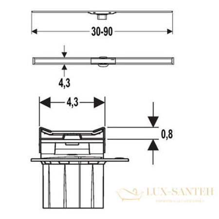 крышка дренажного канала geberit cleanline20 154.450.ks.1 обрезной, 30-90 см, нержавеющая сталь глянцевая