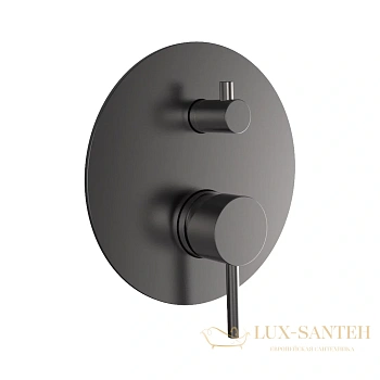 смеситель для душа встраиваемый aquame aqm8803gm, на 2 выхода, со встроенной частью, оружейная сталь брашированная