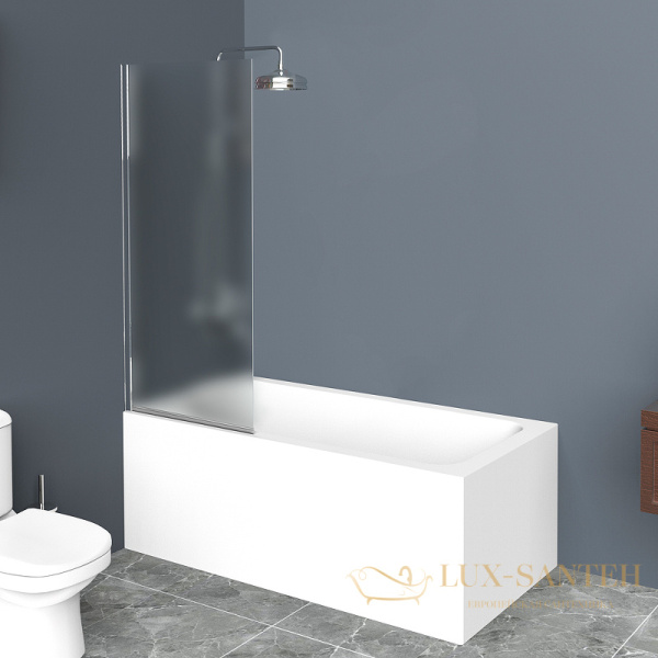 шторка на ванну belbagno uno uno-v-1-80/150-p-cr профиль хром, стекло рифленое