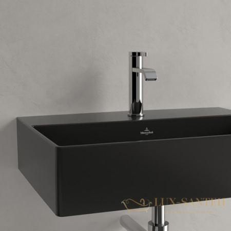 раковина подвесная villeroy&boch memento 2.0, 4a225lr7, 50х42 см, pure black ceramicplus, черный матовый 