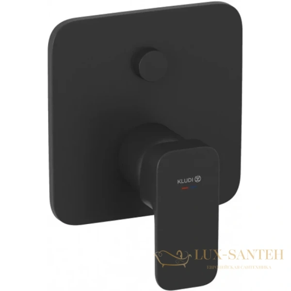 смеситель kludi renon 427593975 для ванны и душа встраиваемый с автоматическим переключателем воды push&switch, черный матовый