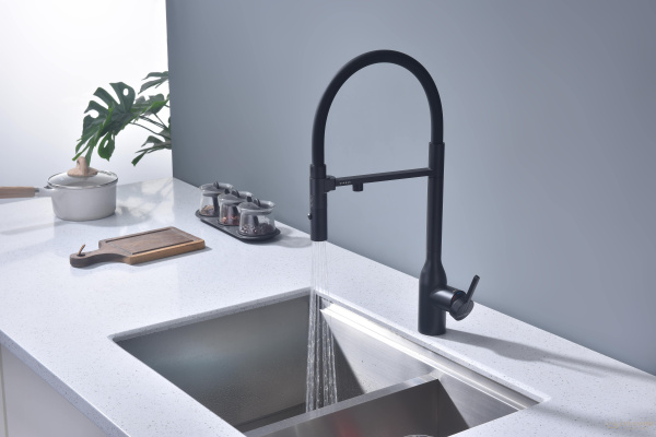 смеситель для кухни под фильтр с гибким изливом paulmark magneto one ma213188-an, антрацит