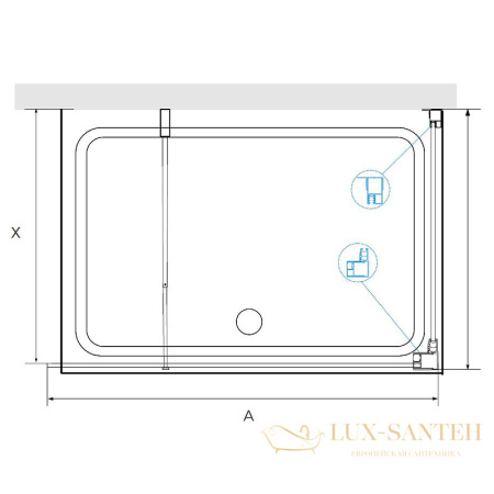 душевой уголок rgw walk in 351005118-11 wa-005-1 110x80, профиль хром, стекло прозрачное