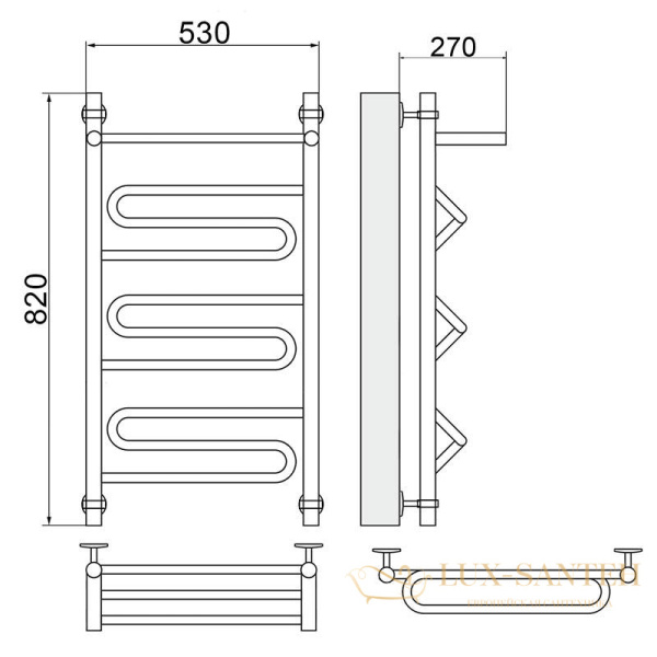 полотенцесушитель ника curve лz вп 80/50, цвет хром