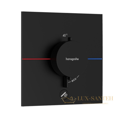 термостат для душа встраиваемый hansgrohe showerselect comfort e, 15575670, 1 выход + 1 дополнительная розетка, черный матовый