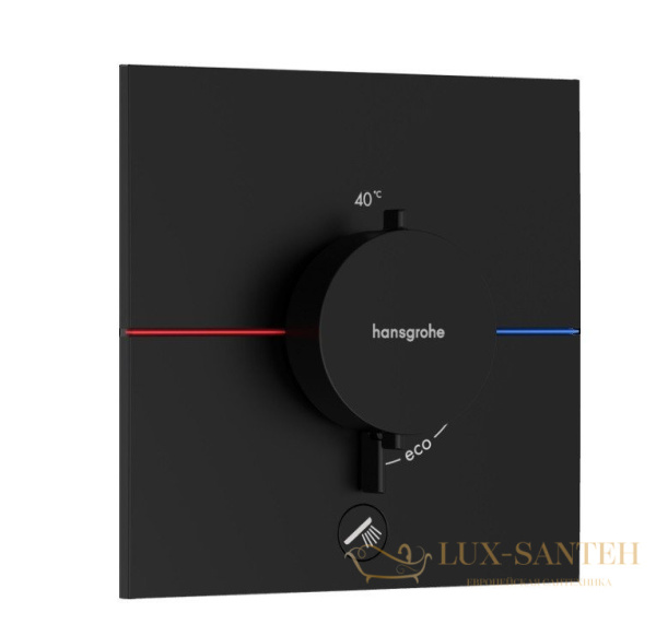 термостат для душа встраиваемый hansgrohe showerselect comfort e, 15575670, 1 выход + 1 дополнительная розетка, черный матовый
